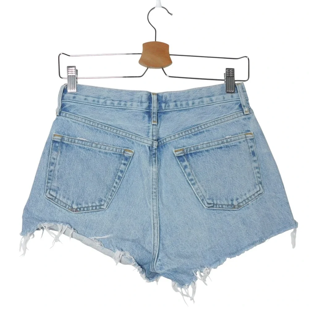 AGOLDE Parker Vintage Cut Off Short Light Wash Distressed Denim Size 24